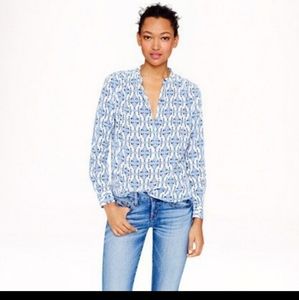 J.Crew Cat Print Silk Blouse